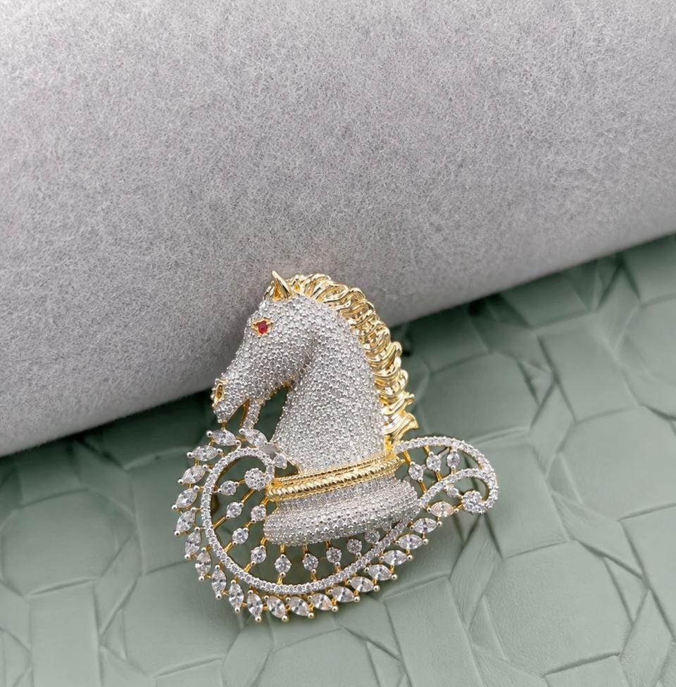 Royal Crystal Horse Brooch